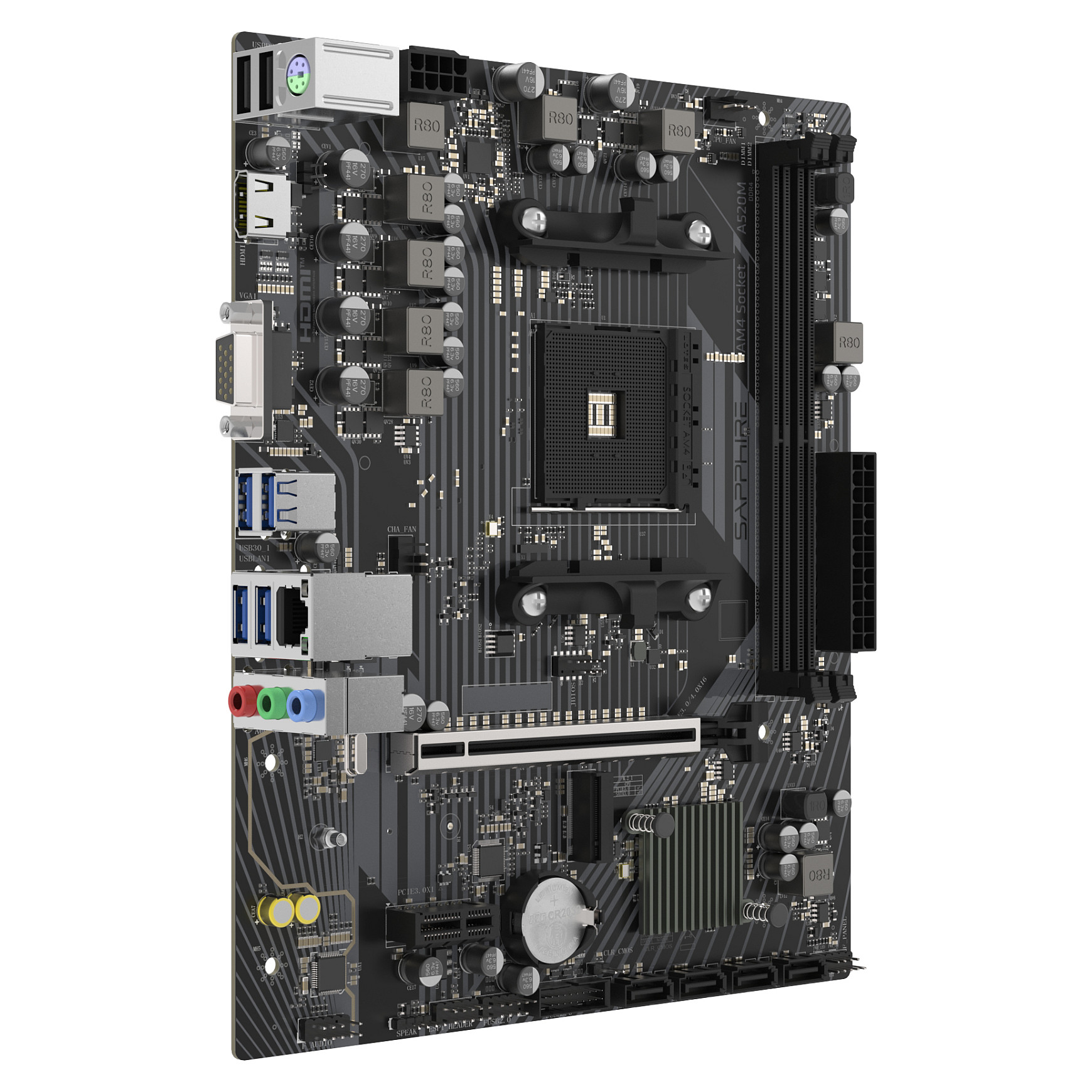 AM4 SAPPHIRE A520M-E Mainboard Sockel AM4
