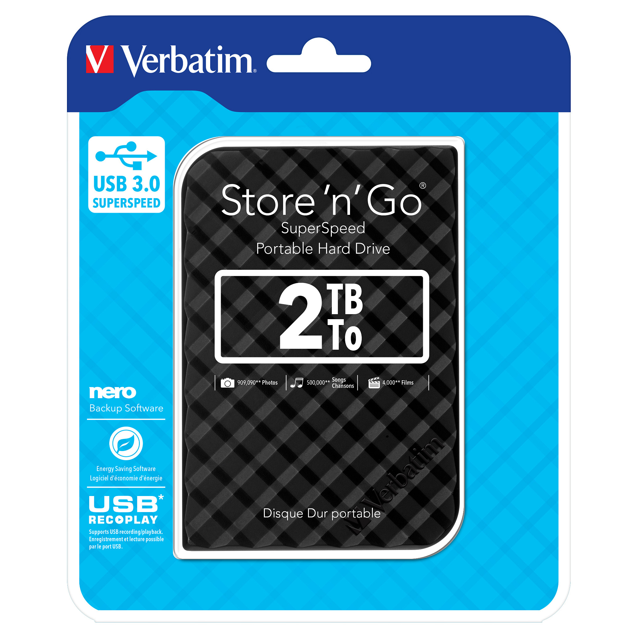 2,5" 2TB Verbatim 6.3cm (2.5") USB 3.0 Store'n Go Gen2 Black retail