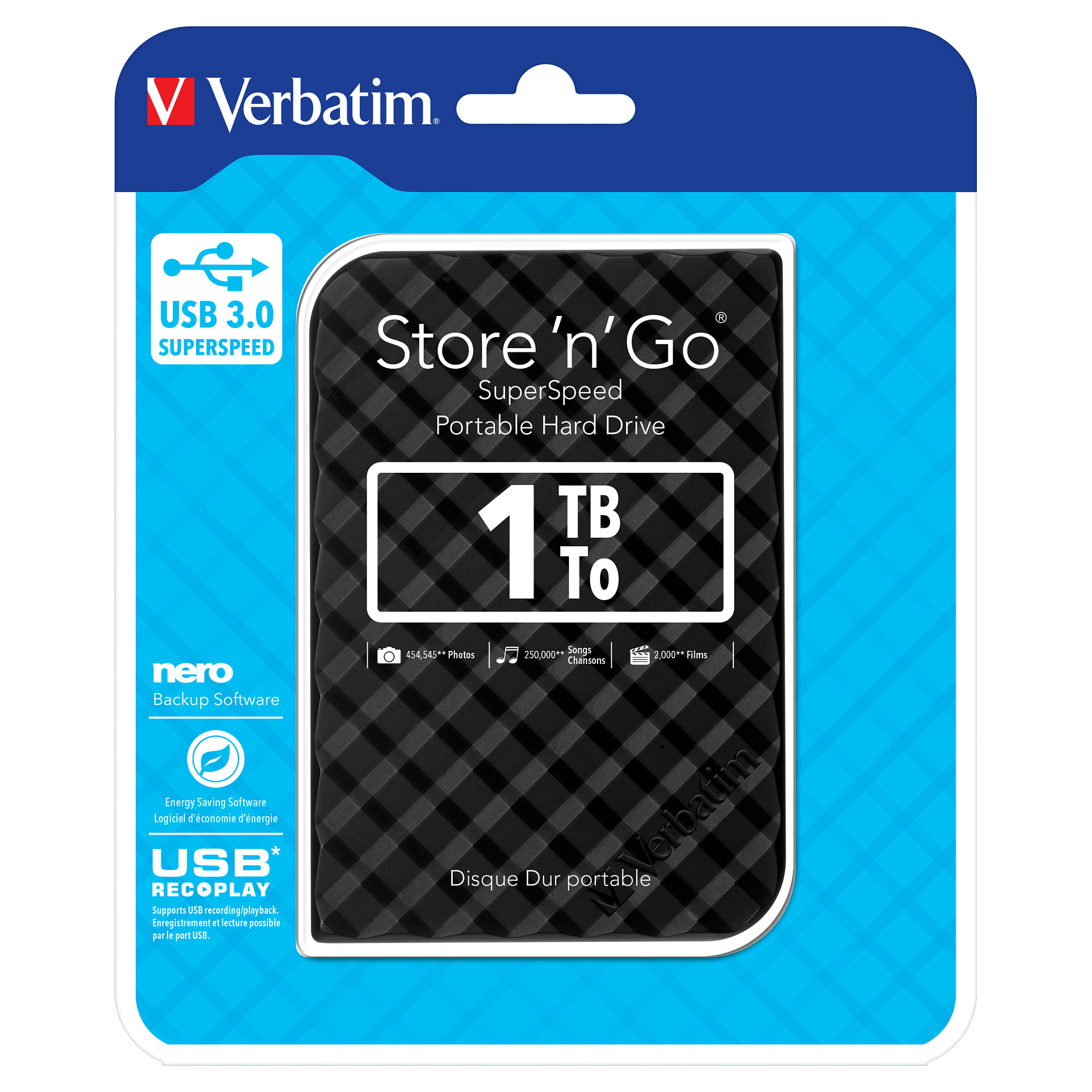 2,5" 1TB Verbatim 6.3cm (2.5") USB 3.0 Store'n Go Gen2 Black retail