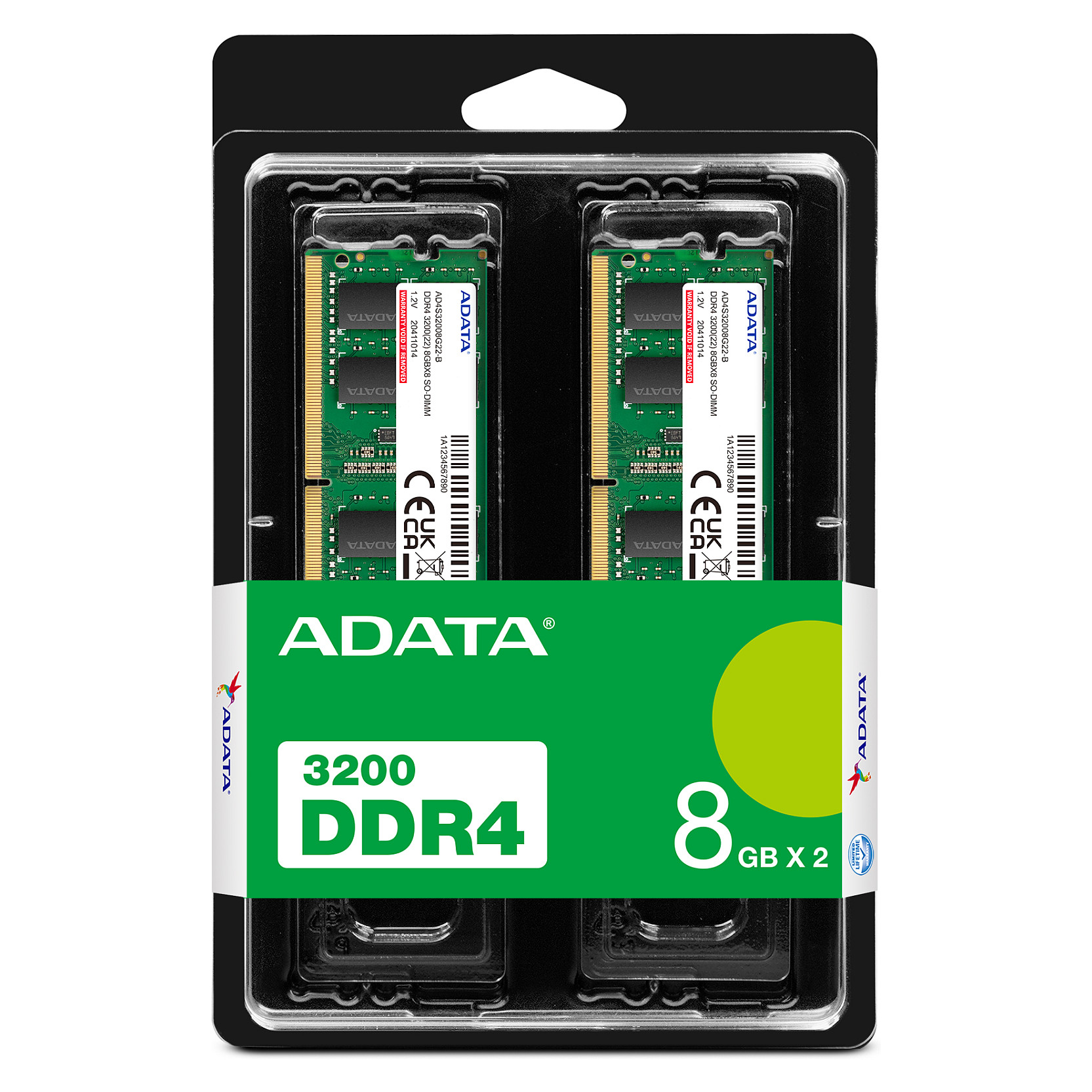 16GB ADATA SO-DIMM 3200 (2x 8 GB) Dual-Kit (grn, AD4S32008G22-DTGN, Premier)