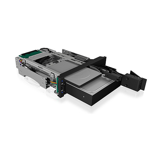 ICY BOX Wechselrahmen, 1x 2,5" + 1x 3,5" SATA/SAS zu 2xSATA Host, für 5,25" Einschub