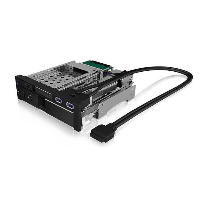 ICY BOX Wechselrahmen, 1x 2,5"+1x 3,5" SATA/SAS zu 2xSATA,für 5,25" Einschub,