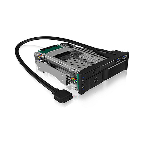 ICY BOX Wechselrahmen, 1x 2,5"+1x 3,5" SATA/SAS zu 2xSATA,für 5,25" Einschub,