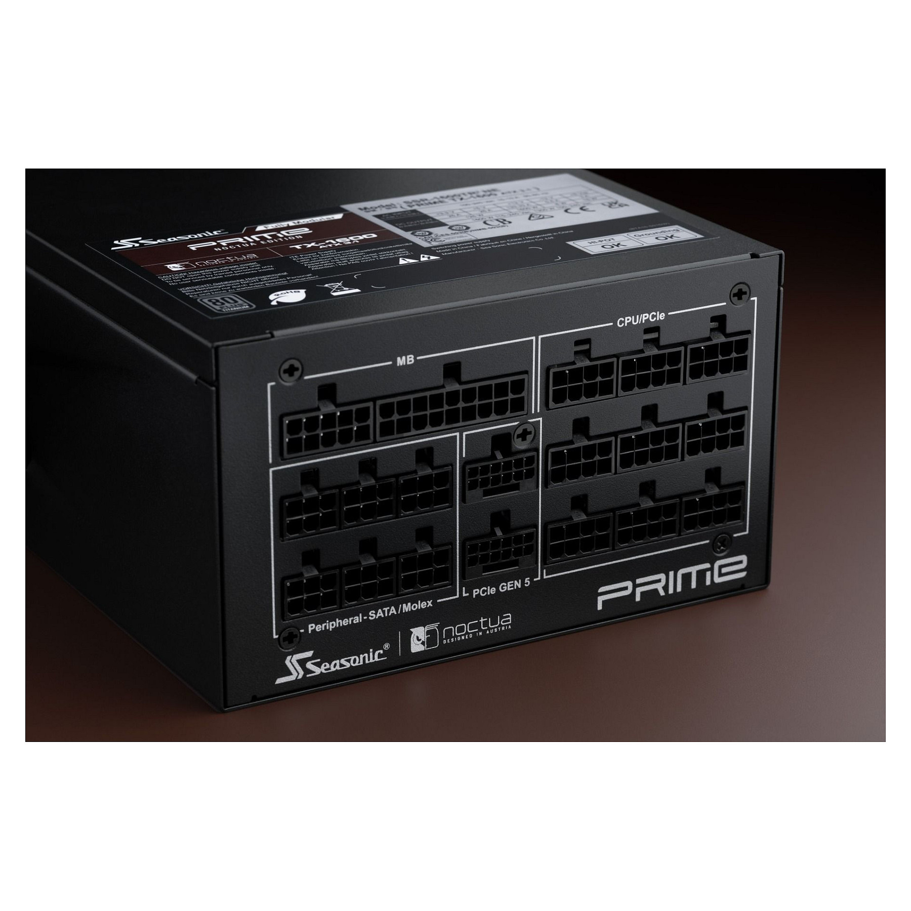 1600W Seasonic PRIME TX-1600 Noctua Edition (schwarz, 2x 12 Pin High Power GPU, 6x PCIe, Kabel-Management, 1600 Watt)