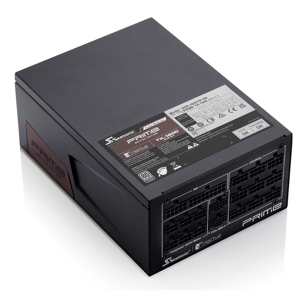 1600W Seasonic PRIME TX-1600 Noctua Edition (schwarz, 2x 12 Pin High Power GPU, 6x PCIe, Kabel-Management, 1600 Watt)