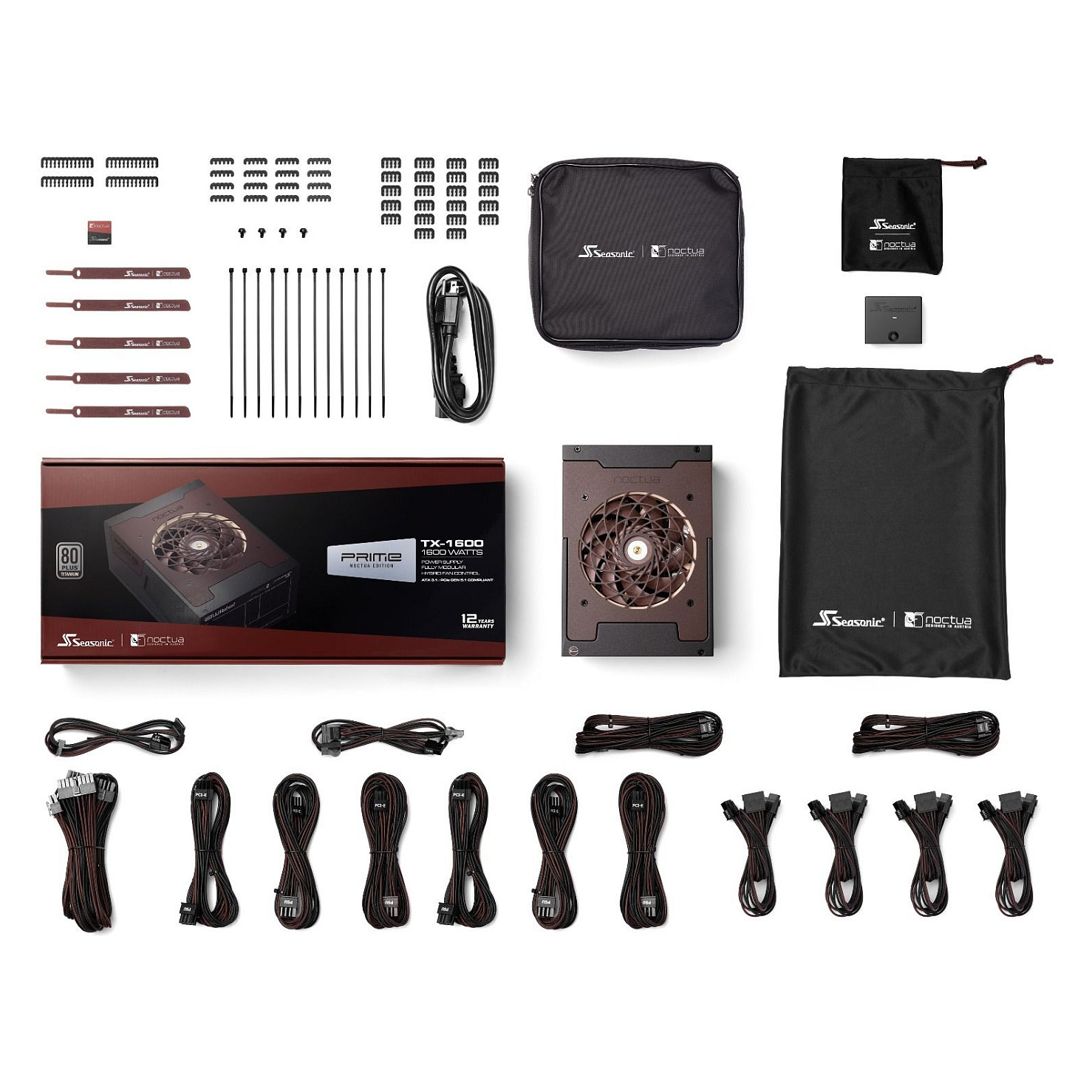 1600W Seasonic PRIME TX-1600 Noctua Edition (schwarz, 2x 12 Pin High Power GPU, 6x PCIe, Kabel-Management, 1600 Watt)