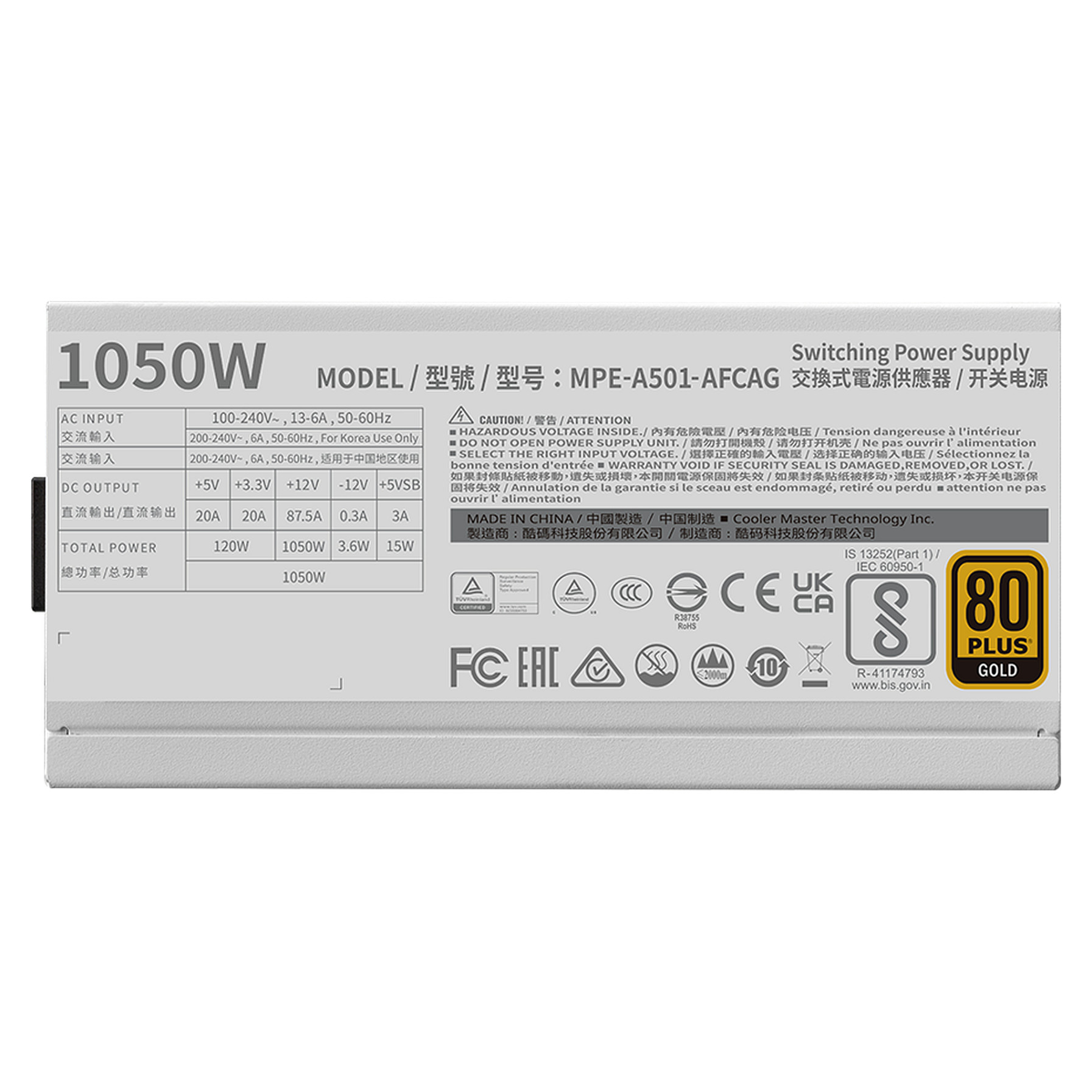 1050W Cooler Master MWE Gold 1050 V2 White