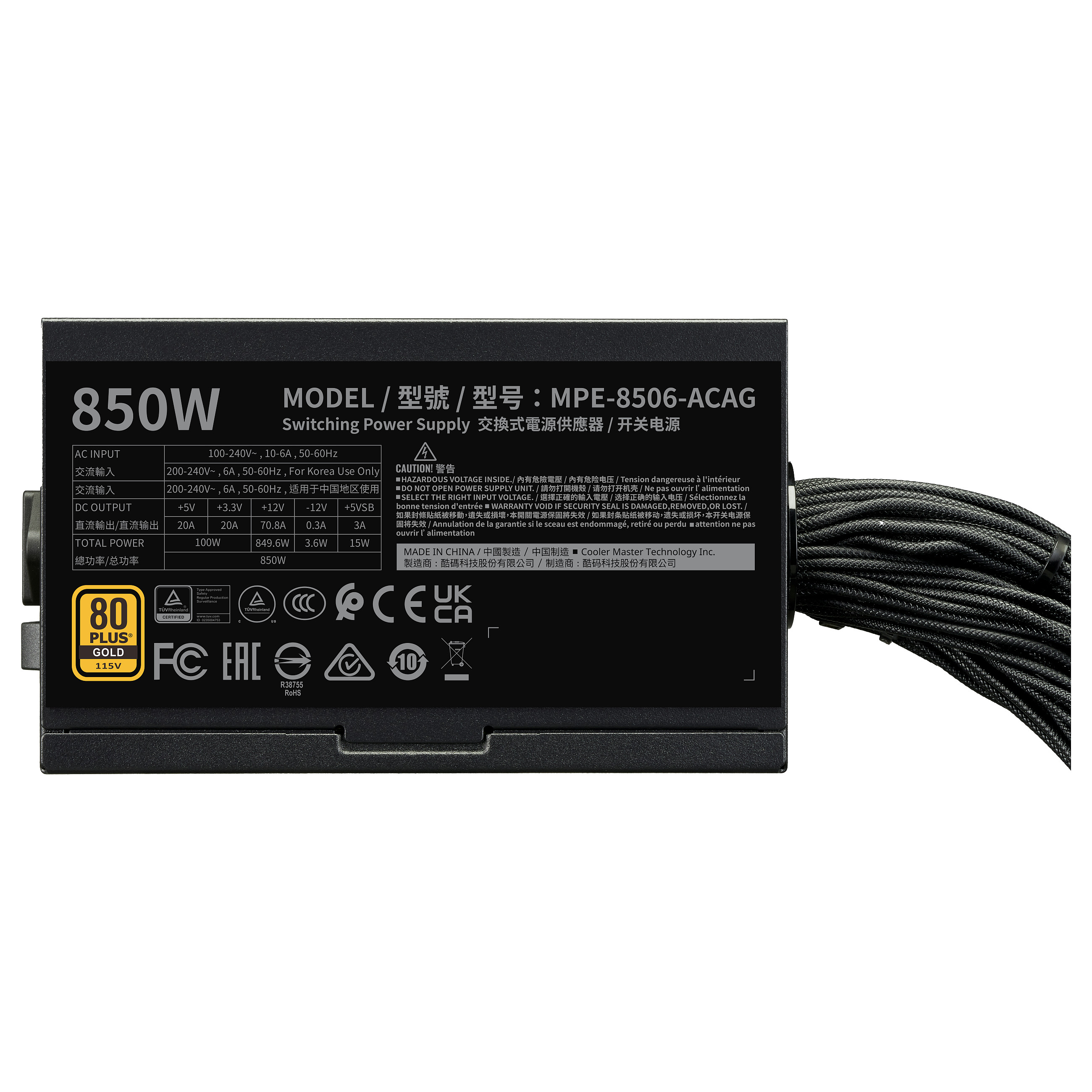 850W CoolerMaster Netzteil MWE V3 NM FR Gold