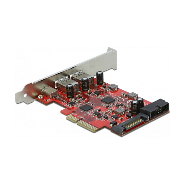 Delock PCI Express x4 Karte zu 1 x extern USB Type-C™ Buchse + 2 x extern USB Typ-A