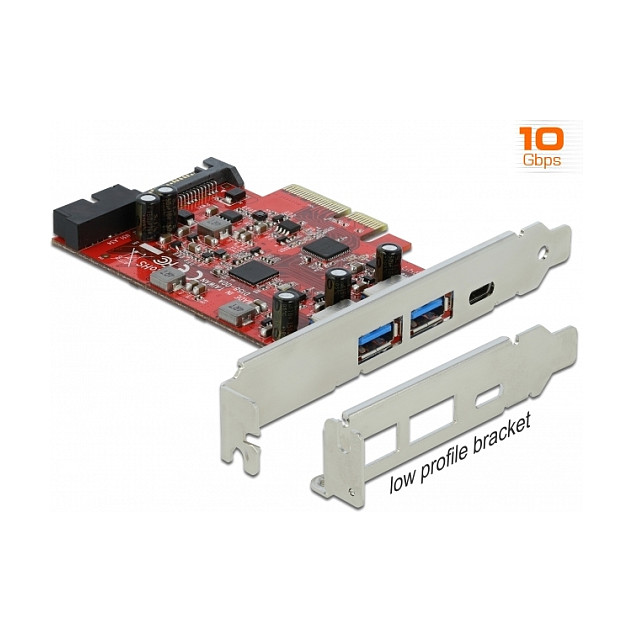 Delock PCI Express x4 Karte zu 1 x extern USB Type-C™ Buchse + 2 x extern USB Typ-A