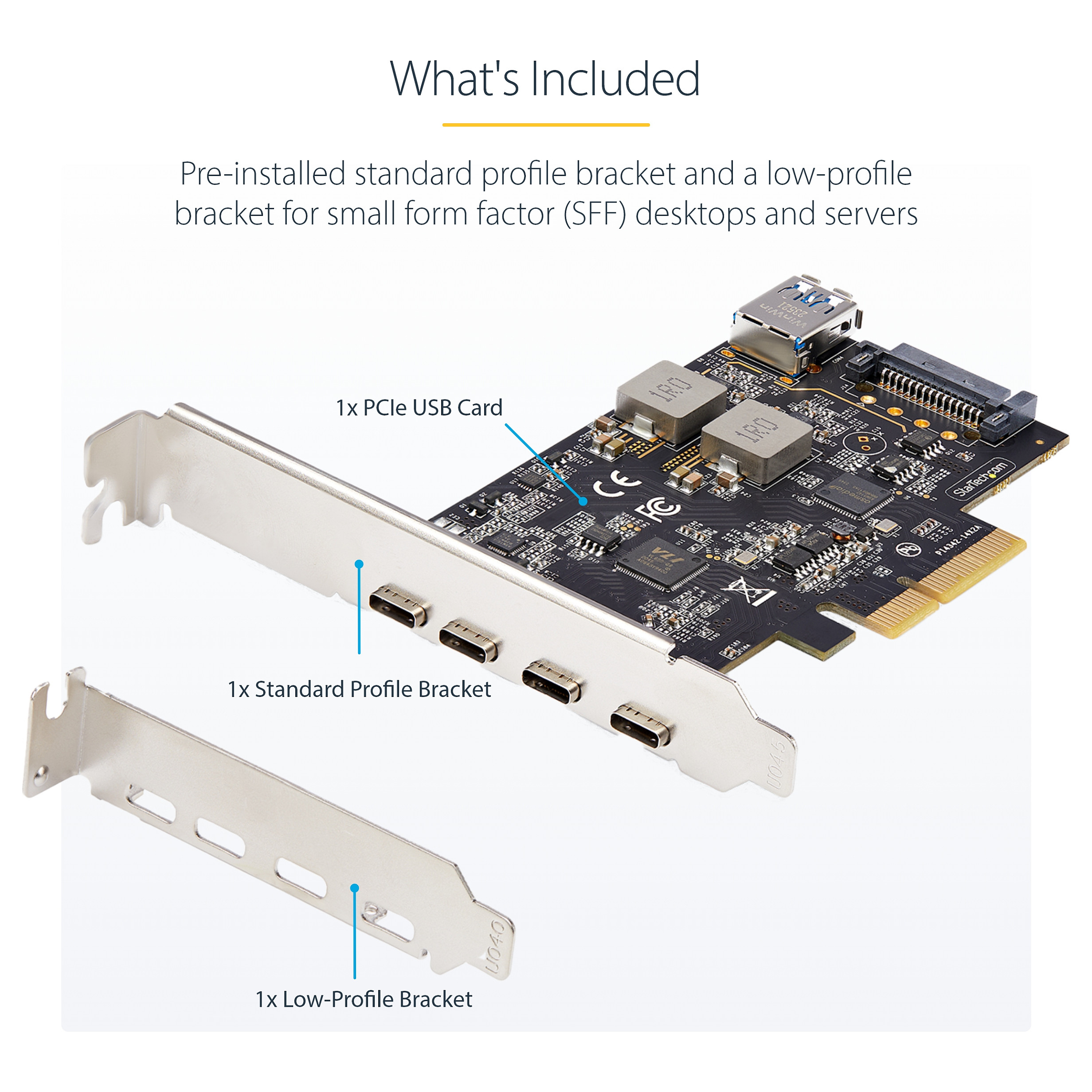 STARTECH.COM 5-Port USB-C PCIe Karte USB 3.2 10 Gbit USB C PCI Express USB C Erweiterungskarte 4x USB-C 1x USB-A Intern