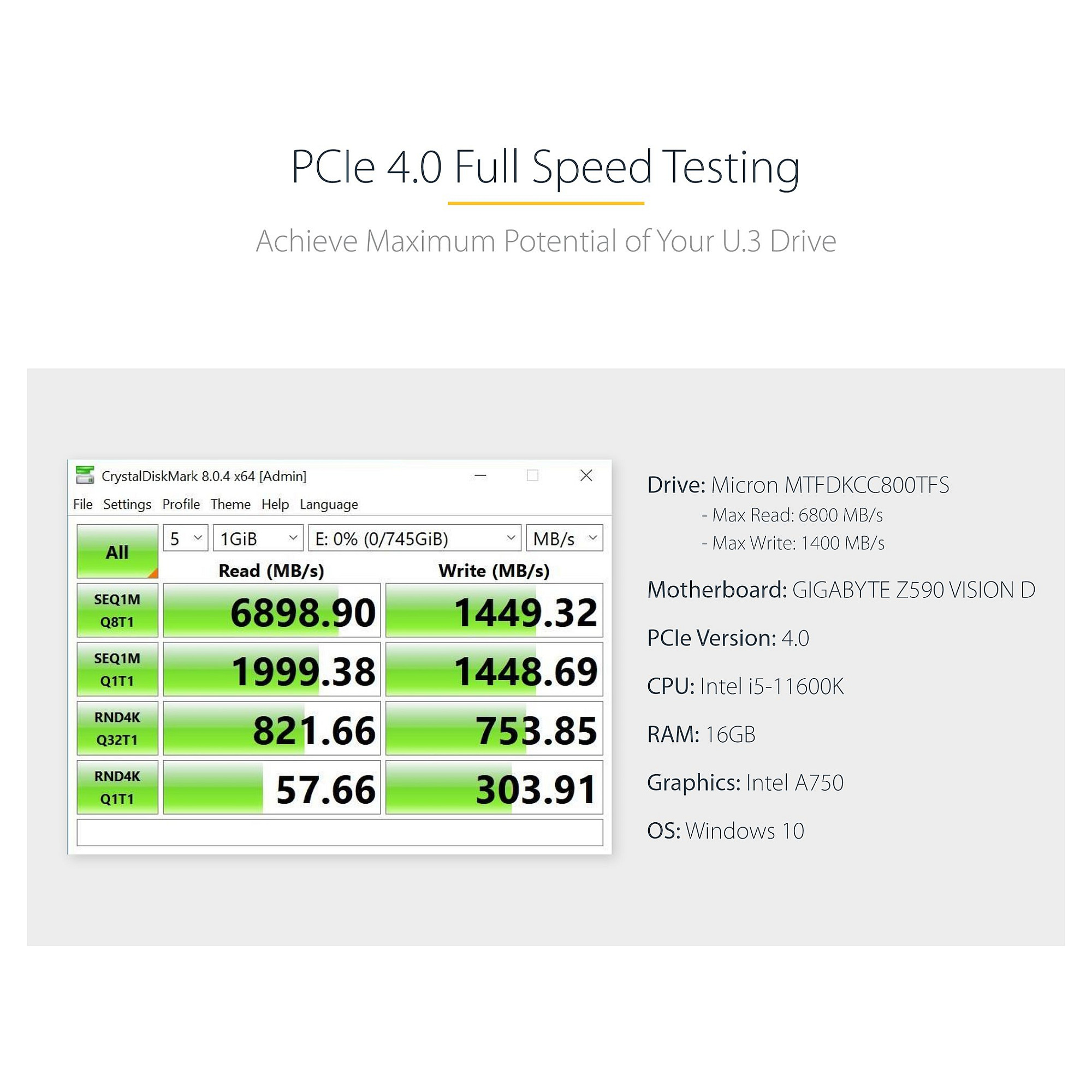 U.3 PCIe Adapterkarte PCIe 4.0 x4 Adapter fur 6,35cm 2,5Zoll U.3 NVMe SSDs SFF-TA-1001 PCI Express Add-in Karte