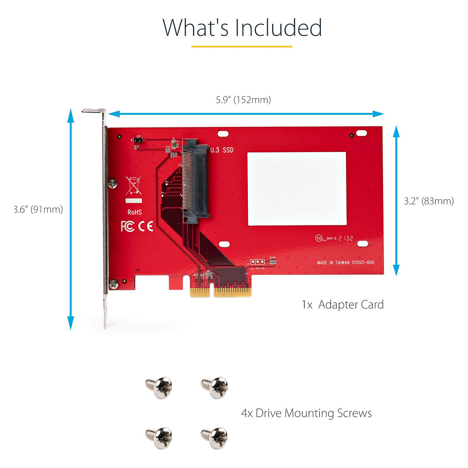 U.3 PCIe Adapterkarte PCIe 4.0 x4 Adapter fur 6,35cm 2,5Zoll U.3 NVMe SSDs SFF-TA-1001 PCI Express Add-in Karte