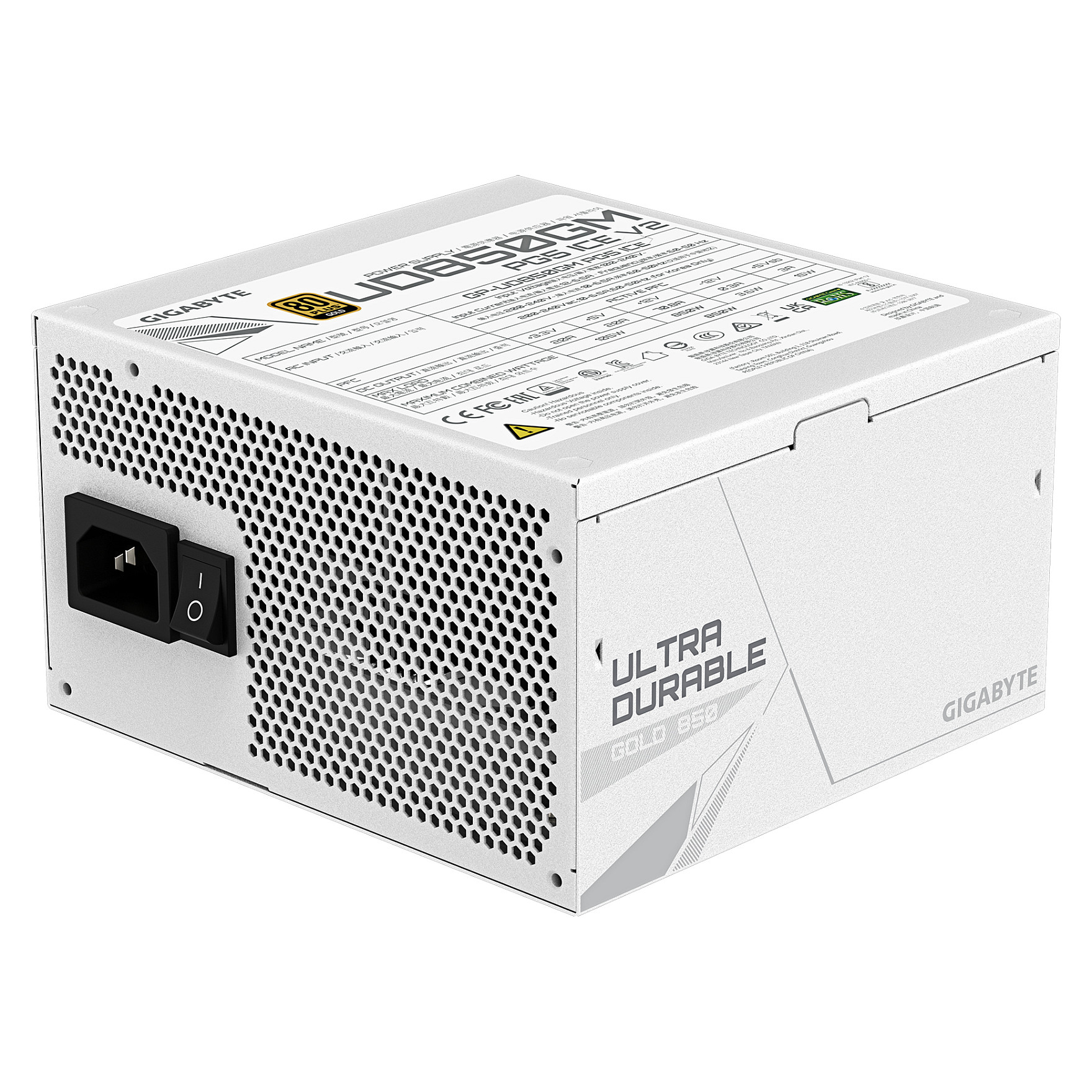 850W GIGABYTE UD850GM PG5 V2 ICE ATX Netzteil, 80+ Gold, PCIe5.1, ATX3.1 voll modular
