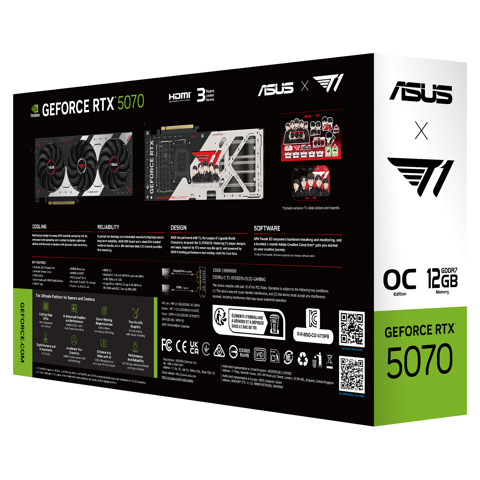 5070 OC 12GB ASUS T1 Gaming GDDR7 3 Fan