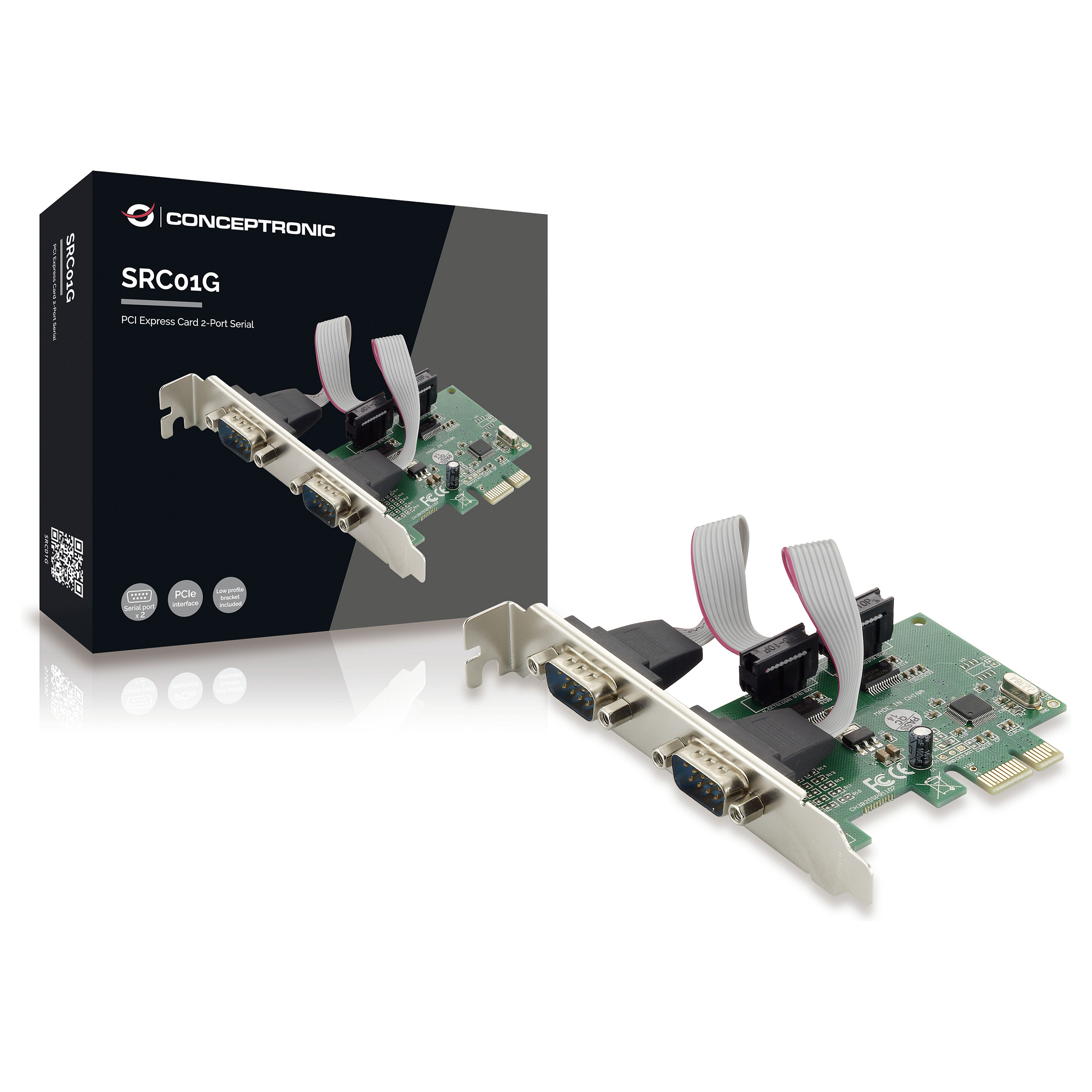 CONCEPTRONIC PCIe1x Card 2xRS232-Seriell 2.5Gbps