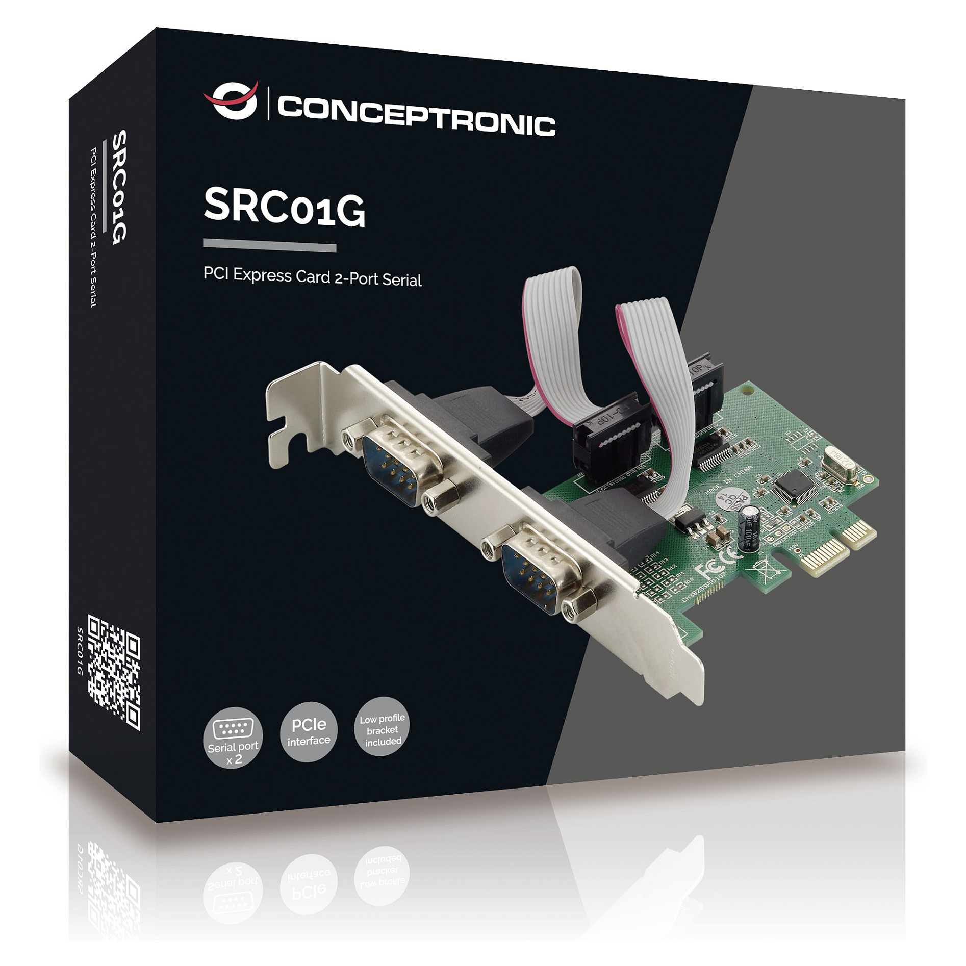 CONCEPTRONIC PCIe1x Card 2xRS232-Seriell 2.5Gbps