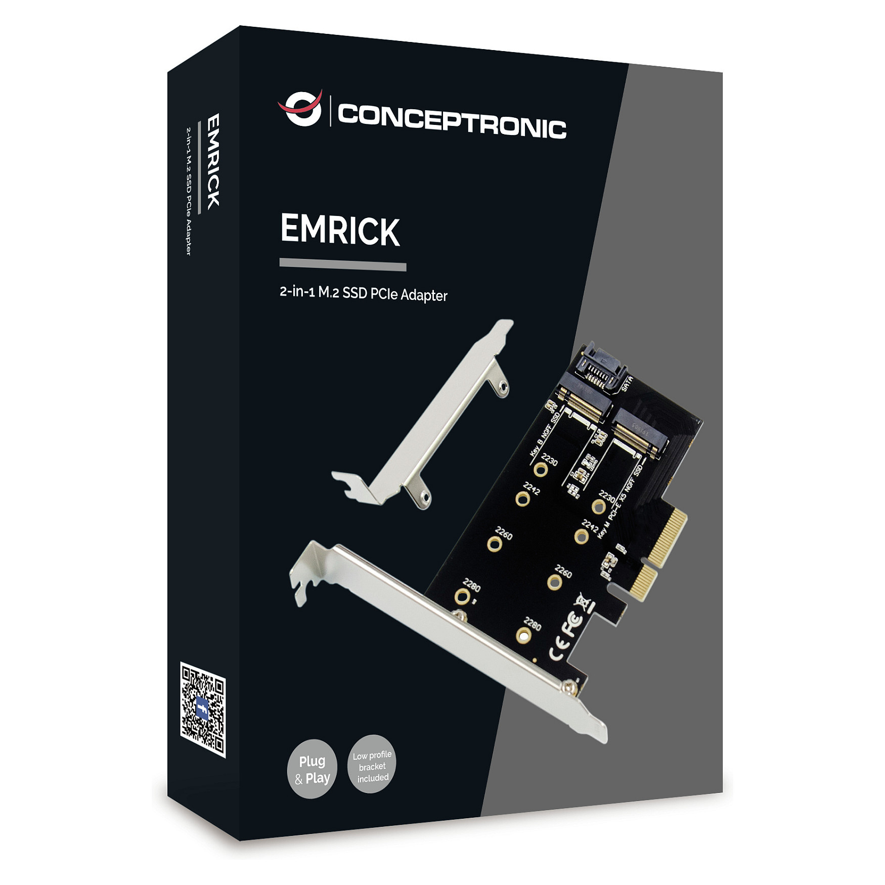 CONCEPTRONIC M.2 4xPCIe3.0 Card M.2 SATA/M.2 NVMe SSD