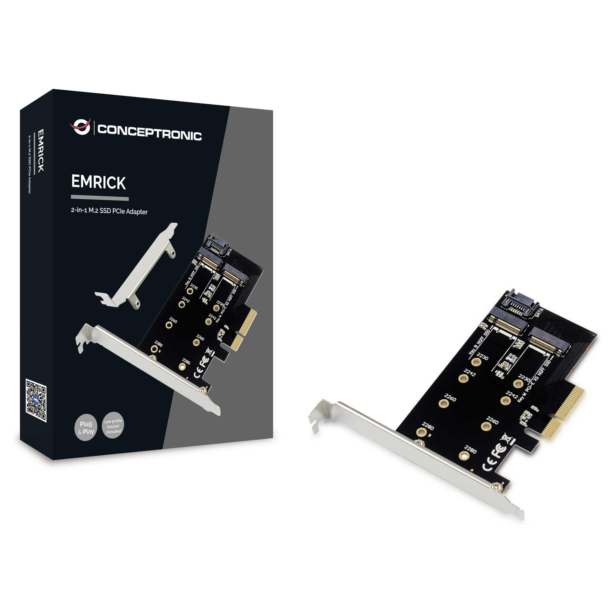 CONCEPTRONIC M.2 4xPCIe3.0 Card M.2 SATA/M.2 NVMe SSD