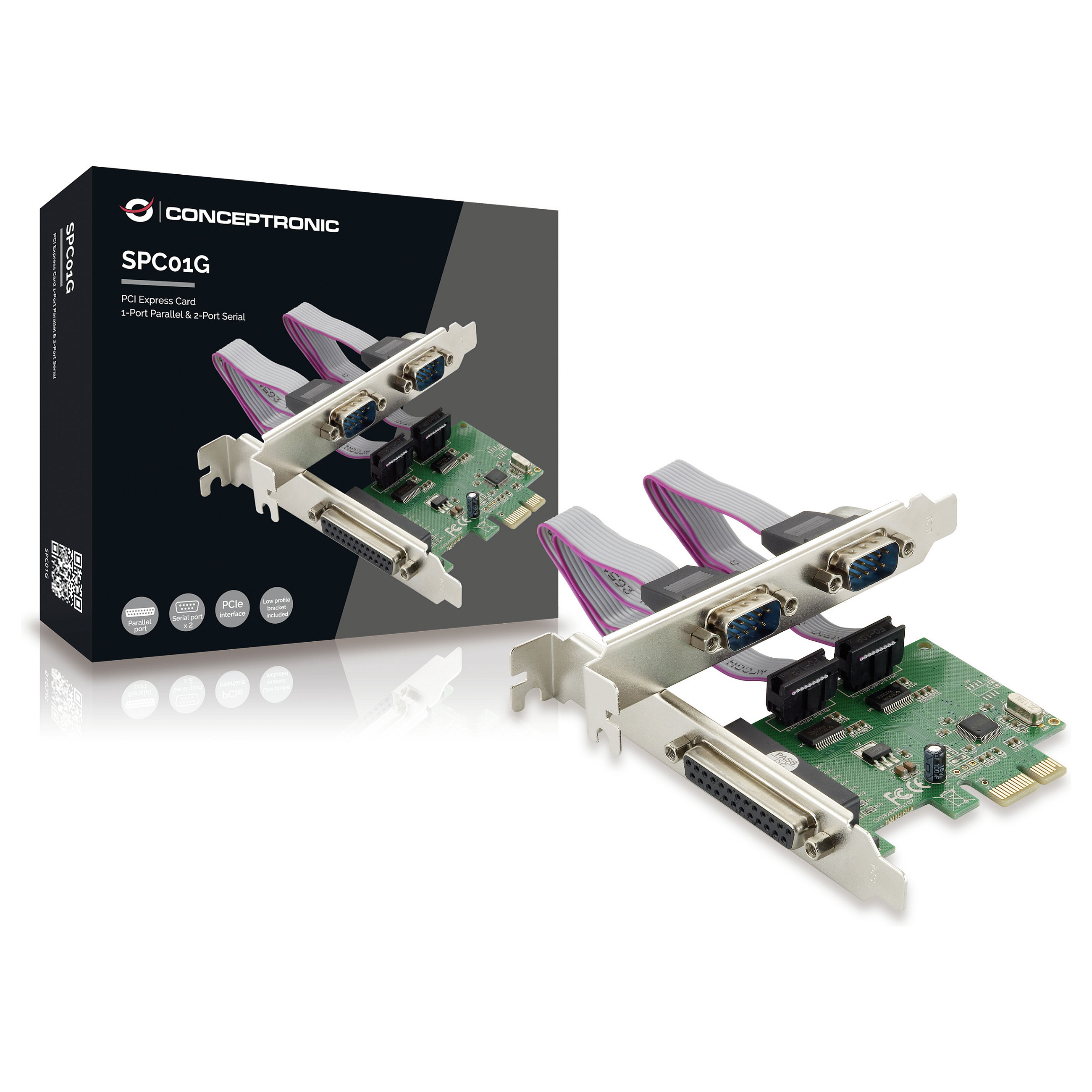 CONCEPTRONIC PCIe1x Card 2xRS232-Seri./1xParal. 2.5Gbps