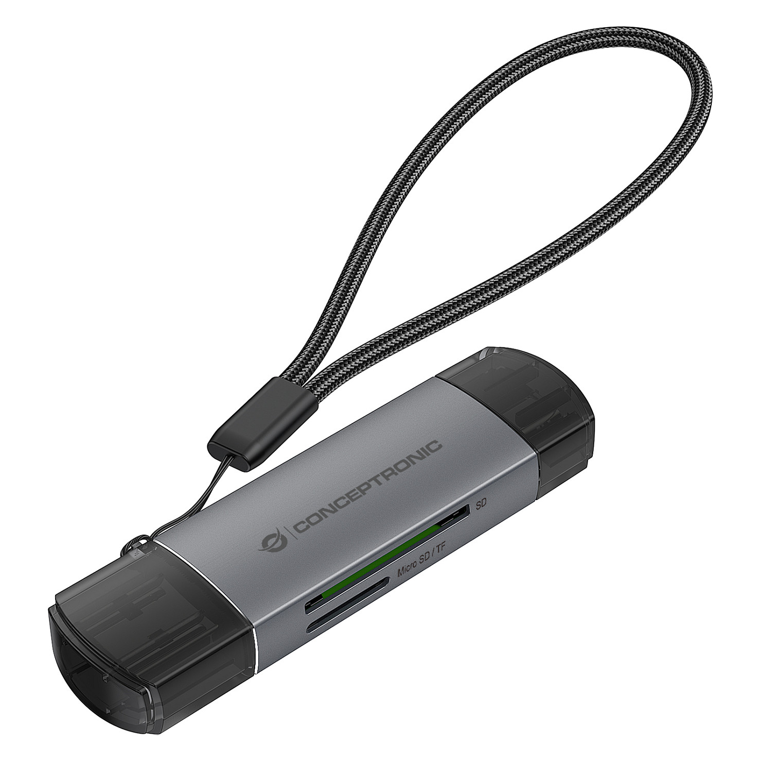 CONCEPTRONIC Kartenleser USB-A/-C3.2->TF/Micro-SD3.0 schwarz