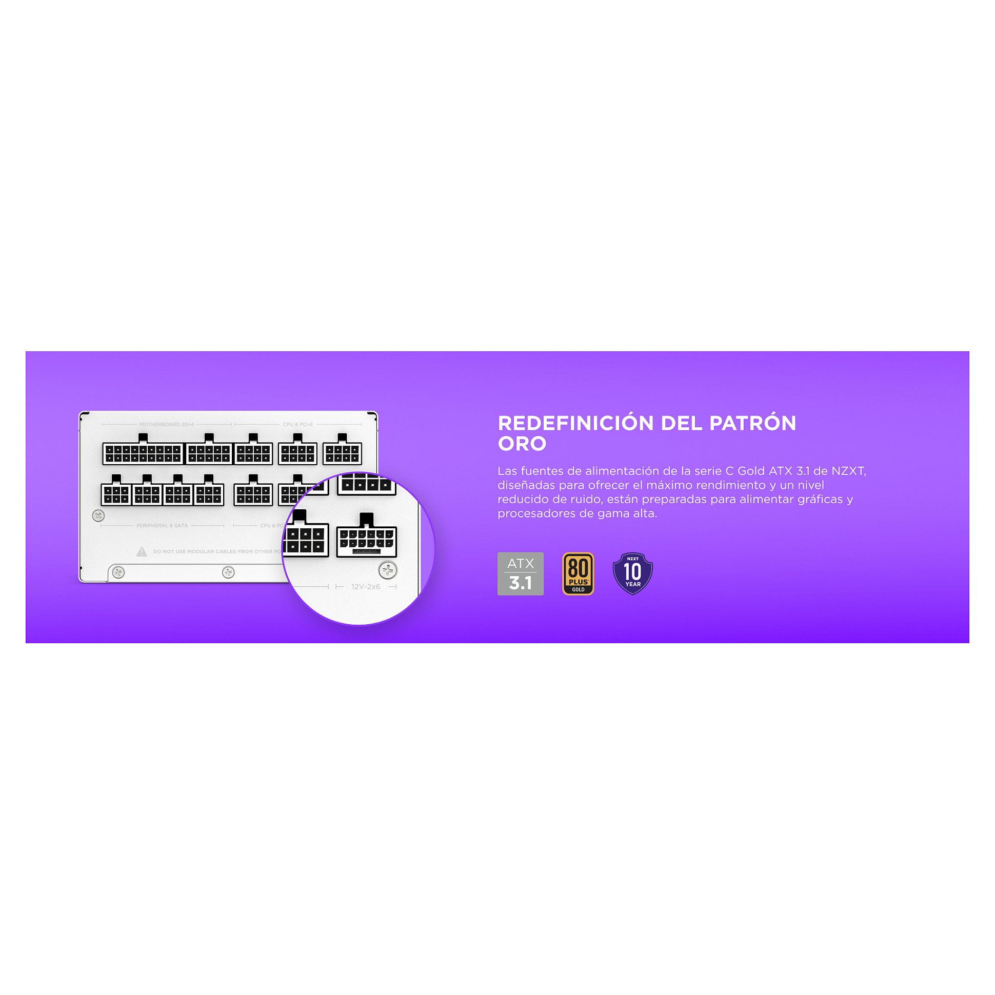 1200W NZXT C Series C1200 Netzteil 80+ Gold White PA-2G2BW-E