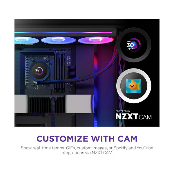 K NZXT KRAKEN Plus V2 360 RGB Display WaKü Black RL-KR360-B2