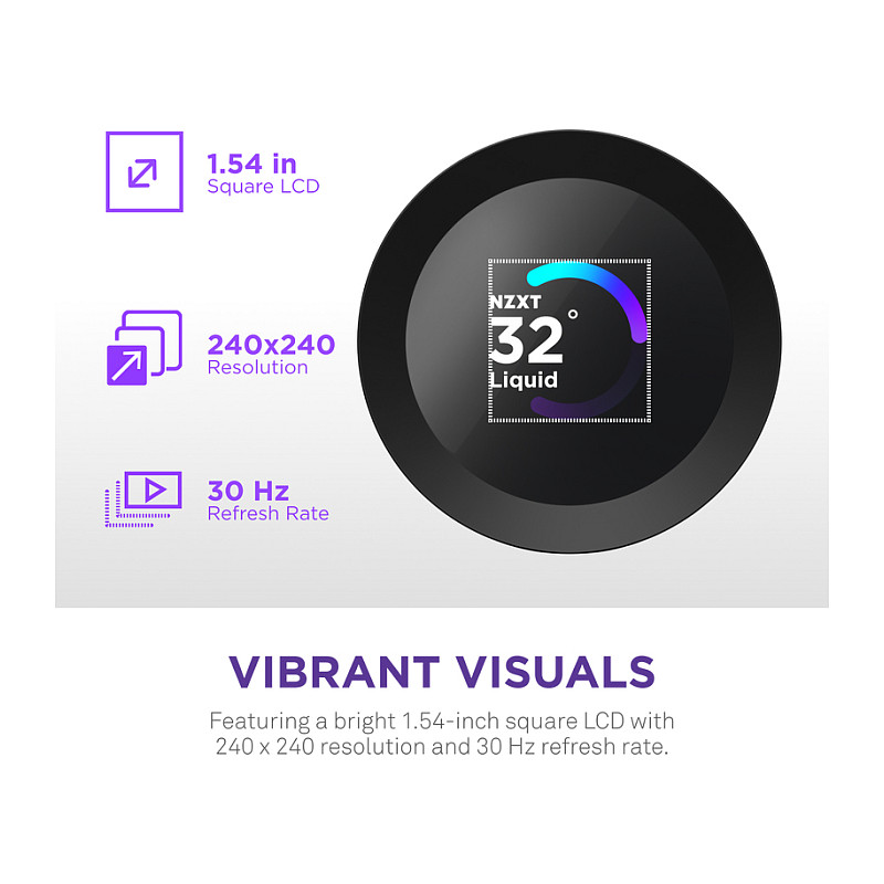 K NZXT KRAKEN Plus V2 240 Display WaKü Black RL-KN240-B2