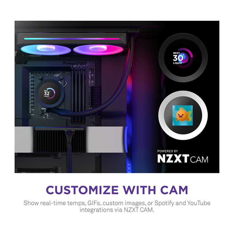 K NZXT KRAKEN Plus V2 240 RGB Display WaKü Black RL-KR240-B2