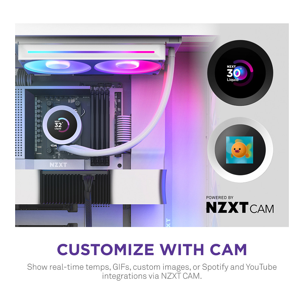 K NZXT KRAKEN Plus V2 240 RGB Display WaKü White RL-KR240-W2