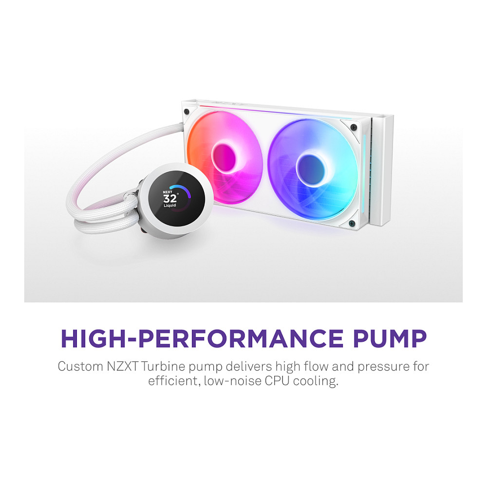 K NZXT KRAKEN Plus V2 240 RGB Display WaKü White RL-KR240-W2