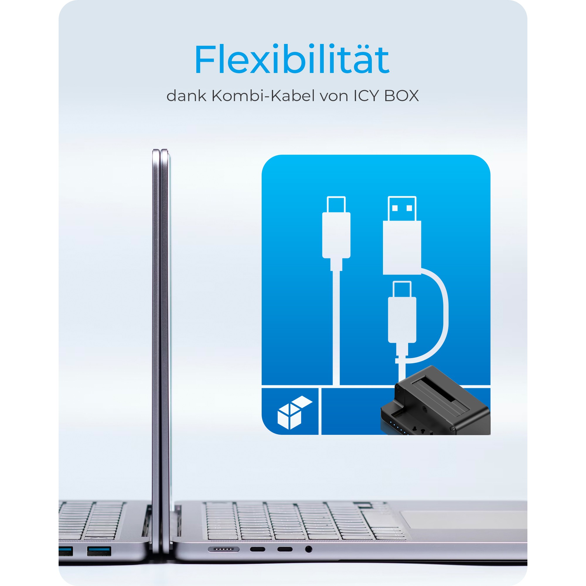 ICY BOX IB-2914MSCL-C31 Klon- und DockingStation für M.2 NVMe SSD und 3.5"/2.5" SATA HDD/SSD
