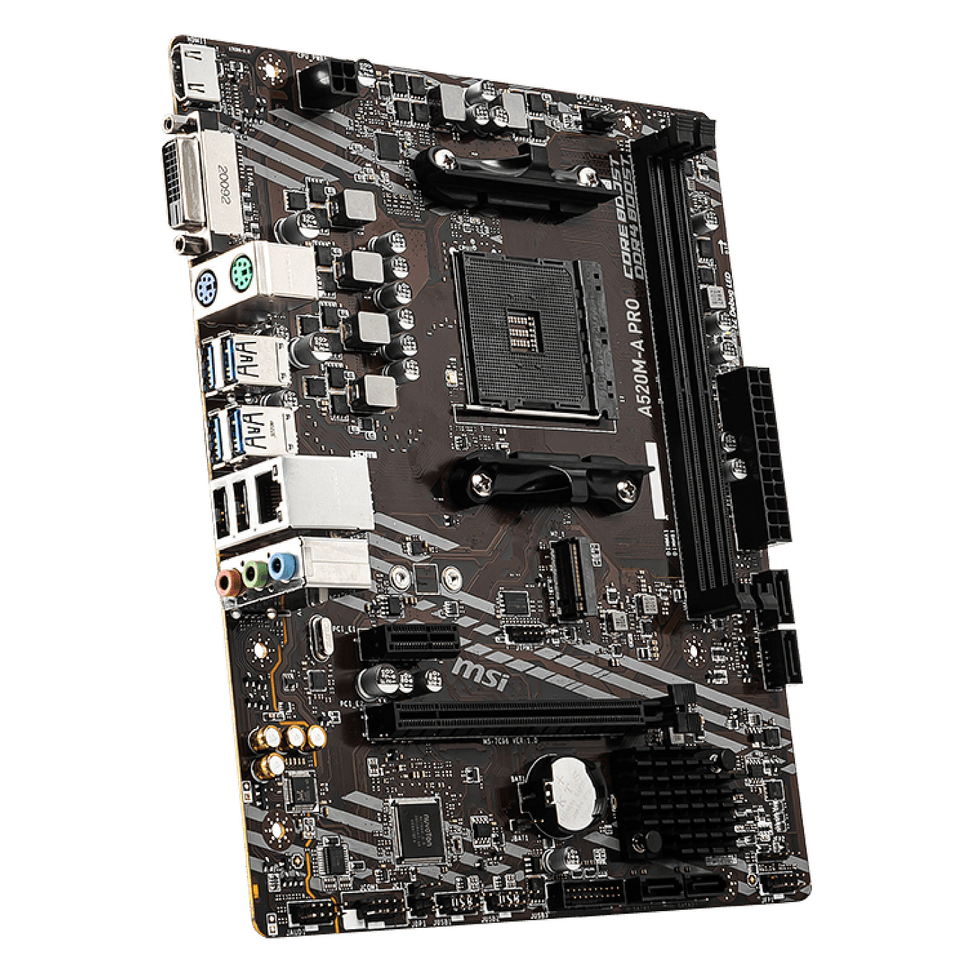 AM4 MSI A520M-A PRO mATX (M.2 Port, PCIe 3.0 x 4, NVMe PCI:1 PCIe:1 RAM:4)