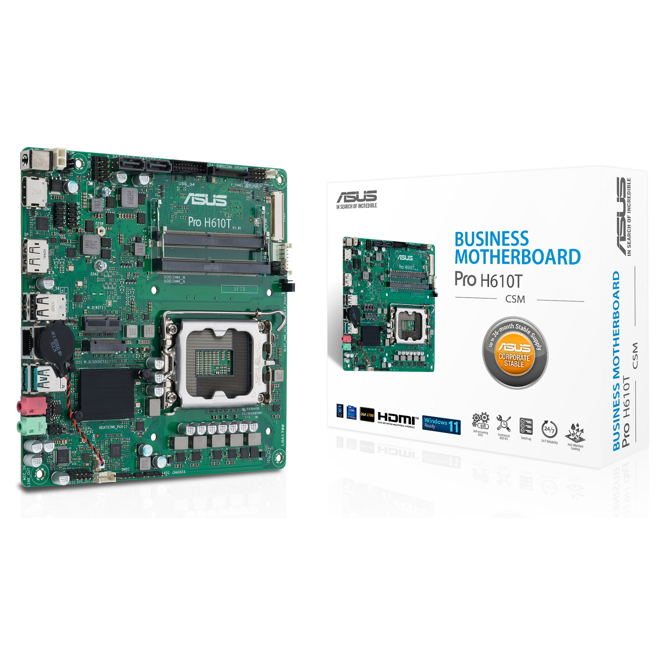1700 ASUS PRO H610T-CSM mITX