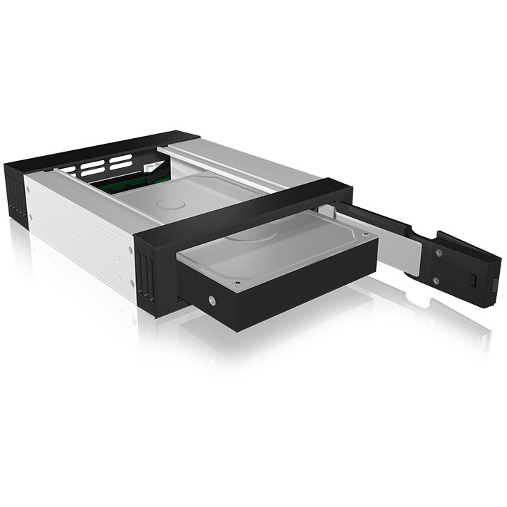 Wechselrahmen. 1xSATA/SAS 3.5" zu 1xSATA Host in 5.25" Einbauschacht. EasySwap trägerlos. Alu/ Plastik ICY BOX