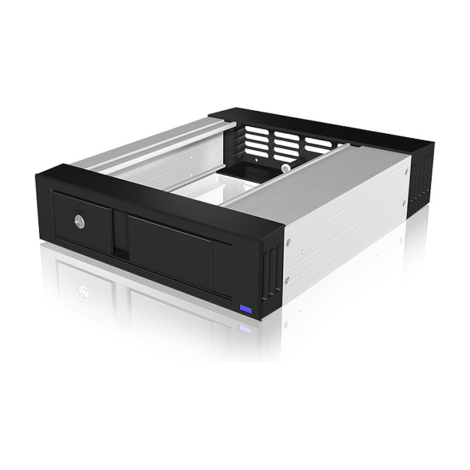 Wechselrahmen. 1xSATA/SAS 3.5" zu 1xSATA Host in 5.25" Einbauschacht. EasySwap trägerlos. Alu/ Plastik ICY BOX