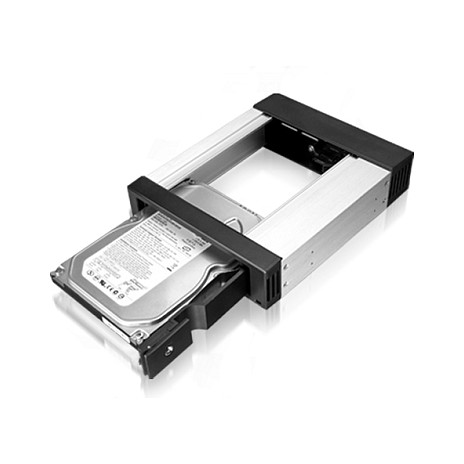 Wechselrahmen. 1xSATA/SAS 3.5" zu 1xSATA Host in 5.25" Einbauschacht. EasySwap trägerlos. Alu/ Plastik ICY BOX