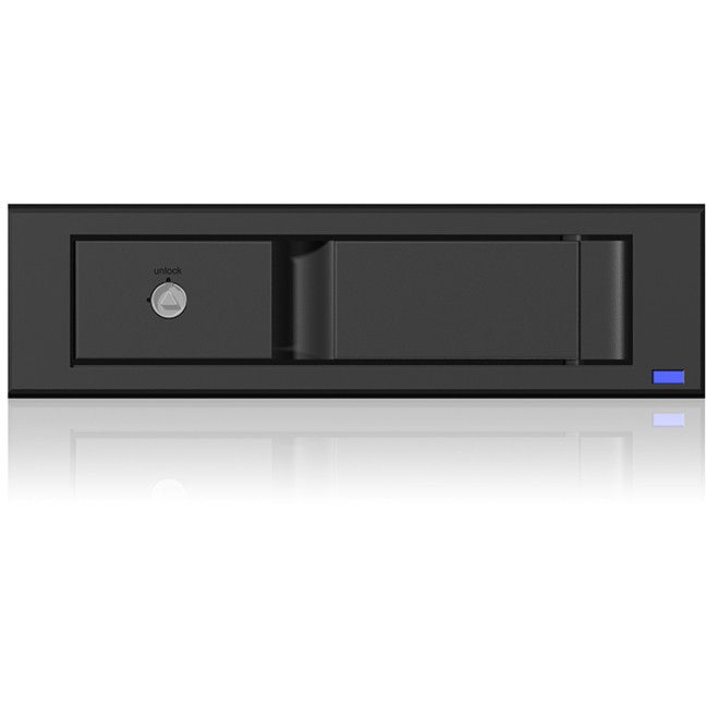 Wechselrahmen. 1xSATA/SAS 3.5" zu 1xSATA Host in 5.25" Einbauschacht. EasySwap trägerlos. Alu/ Plastik ICY BOX