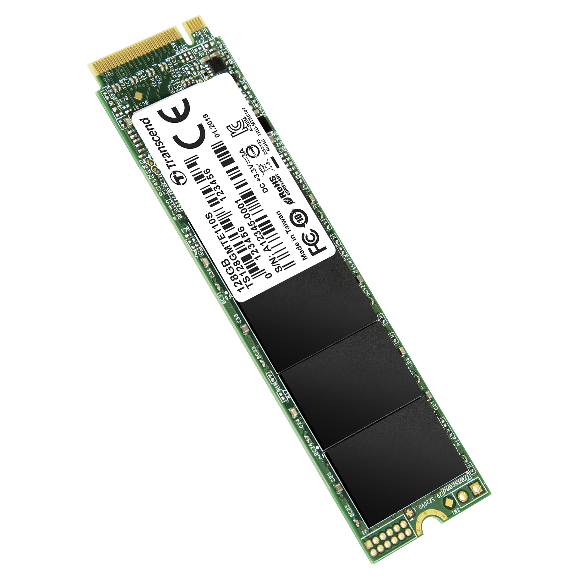 TRANSCEND 128GB M.2 2280PCIe Gen3x4 3D TLC DRAM-less