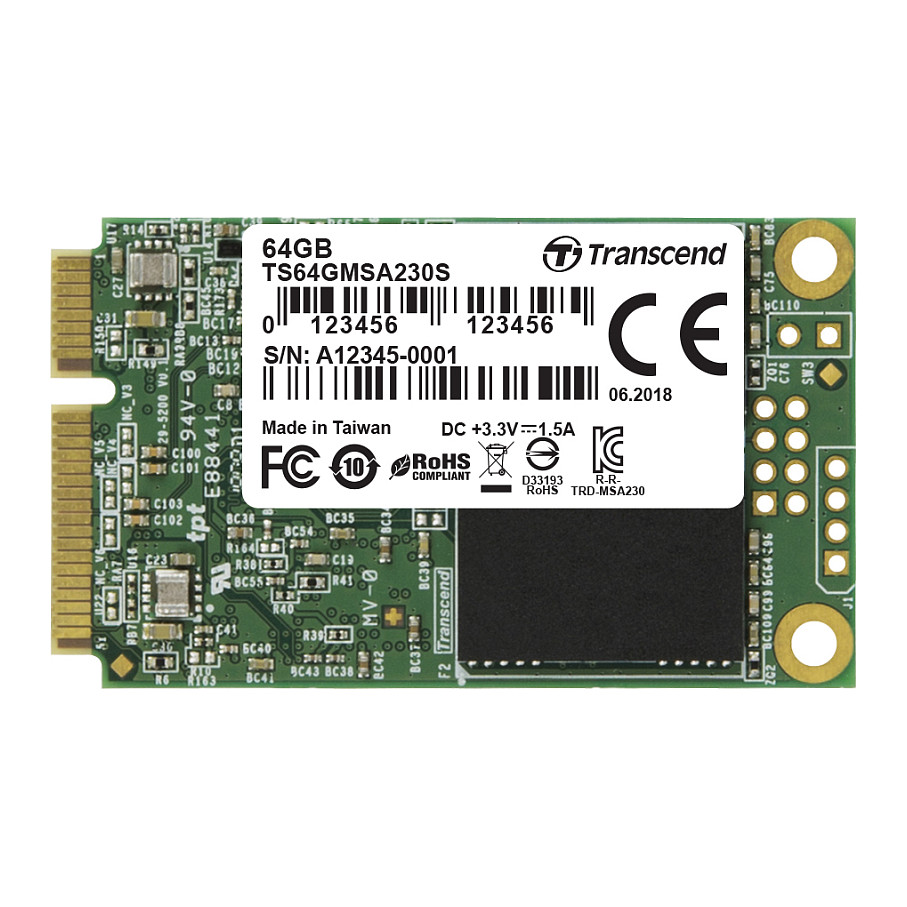 TRANSCEND 64GB mSATA SSD SATA3 3D TLC