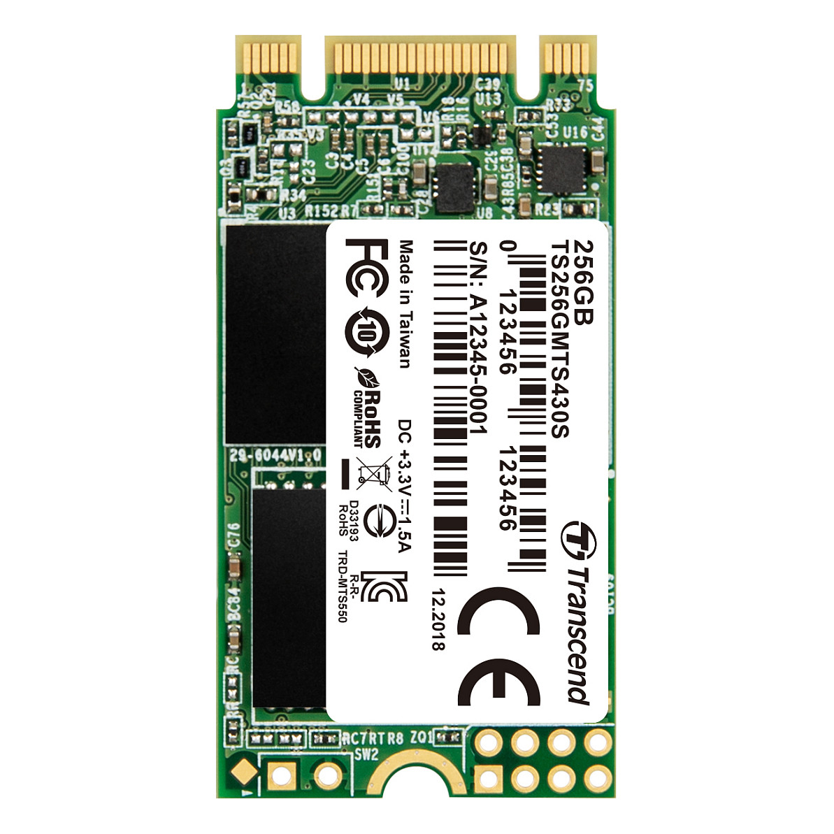TRANSCEND 256GB M.2 2242 SSD SATA3 B+M Key TLC