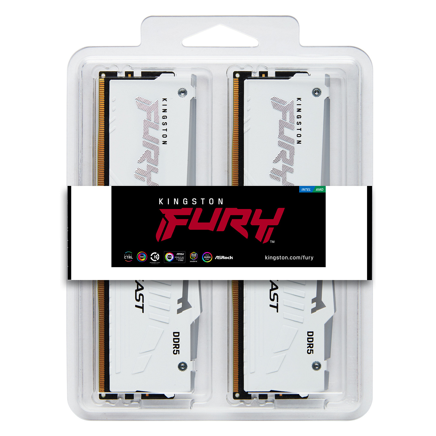 KINGSTON 64GB 6000MT/s DDR5 CL30 DIMM Kit of 2 FURY Beast White RGB EXPO