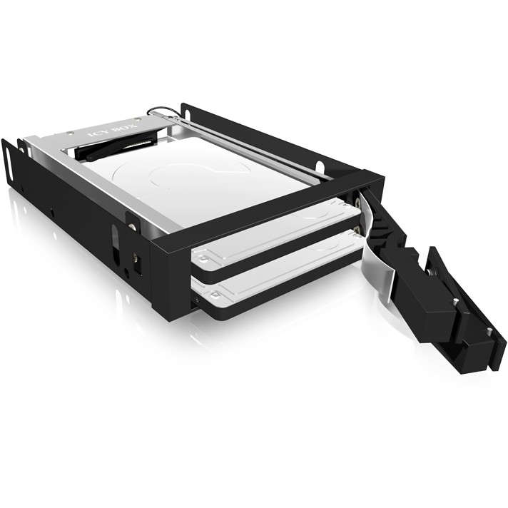 Wechselrahmen. 2xSATA 2.5" zu 2xSATA Host. trägerlos. für 3.5" Schacht ICY BOX