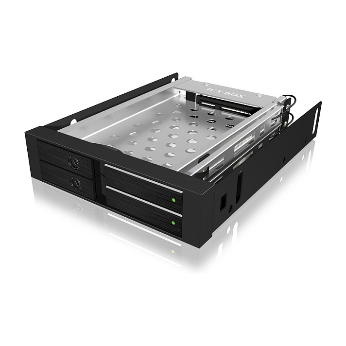 Wechselrahmen. 2xSATA 2.5" zu 2xSATA Host. trägerlos. für 3.5" Schacht ICY BOX