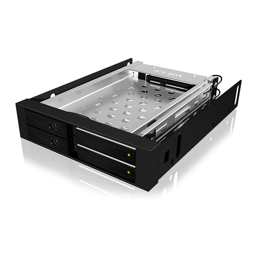 Wechselrahmen. 2xSATA 2.5" zu 2xSATA Host. trägerlos. für 3.5" Schacht ICY BOX