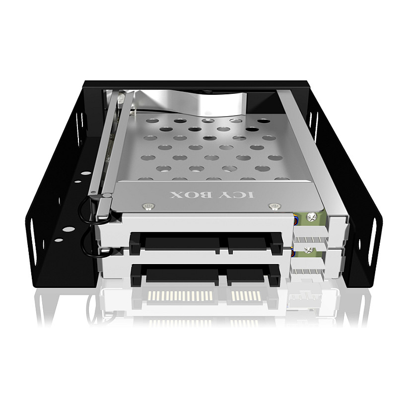 Wechselrahmen. 2xSATA 2.5" zu 2xSATA Host. trägerlos. für 3.5" Schacht ICY BOX