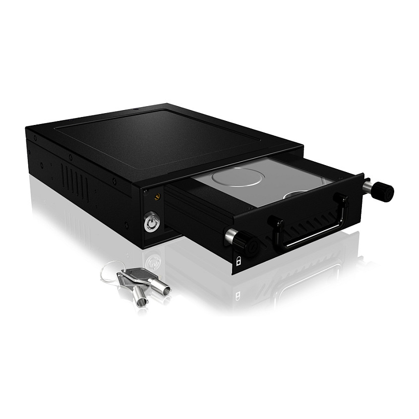 Wechselrahmen, 1xSATA/SAS 3,5"/2,5" HDD zu 1xSATA Host in 5,25" Einbauschacht, Hot Swap, mit Schloß, Aluminum ICY BOX