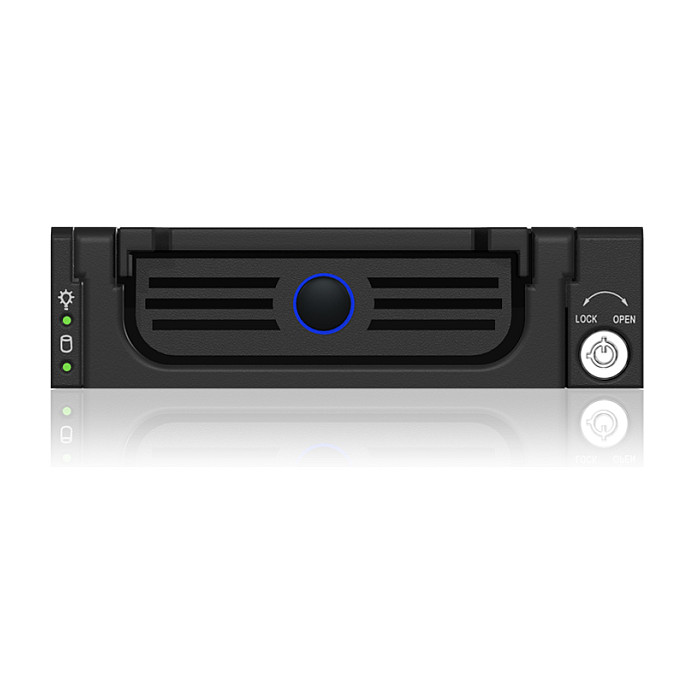 Wechselrahmen, 1xSATA/SAS 3,5" zu 1xSATA Host in 5,25" Einbauschacht, Hot Swap, Alu/Plastik, Blue eye ICY BOX