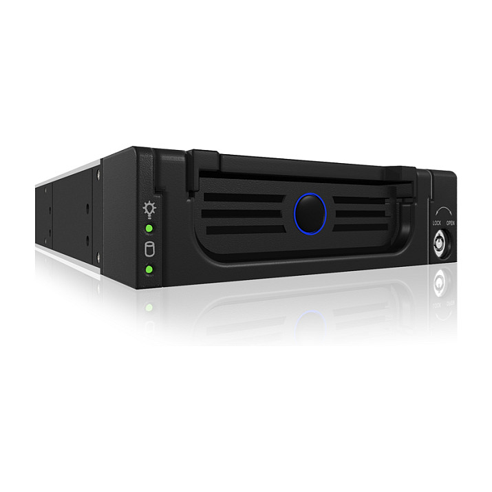Wechselrahmen, 1xSATA/SAS 3,5" zu 1xSATA Host in 5,25" Einbauschacht, Hot Swap, Alu/Plastik, Blue eye ICY BOX