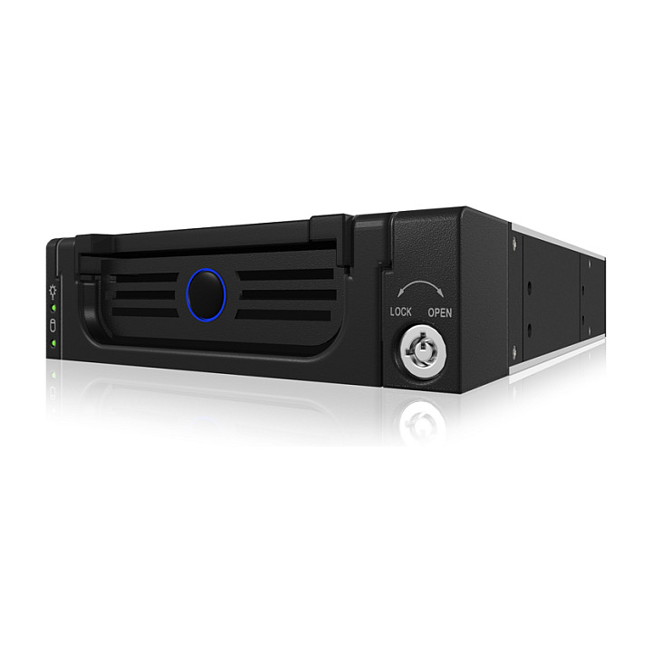 Wechselrahmen, 1xSATA/SAS 3,5" zu 1xSATA Host in 5,25" Einbauschacht, Hot Swap, Alu/Plastik, Blue eye ICY BOX